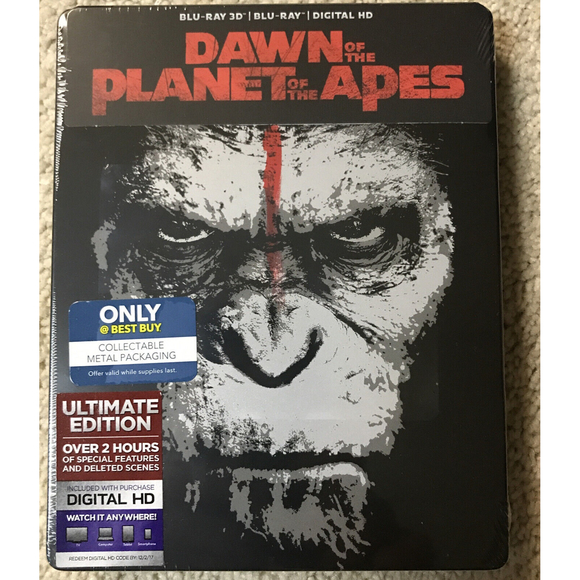 DAWN OF THE PLANET OF THE APES SteelBook +3D BluRay+Bluray+Digital Code, (RARE) - Picture 1 of 5
